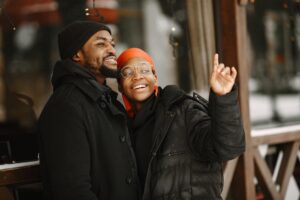 couple wearing matching jewelry