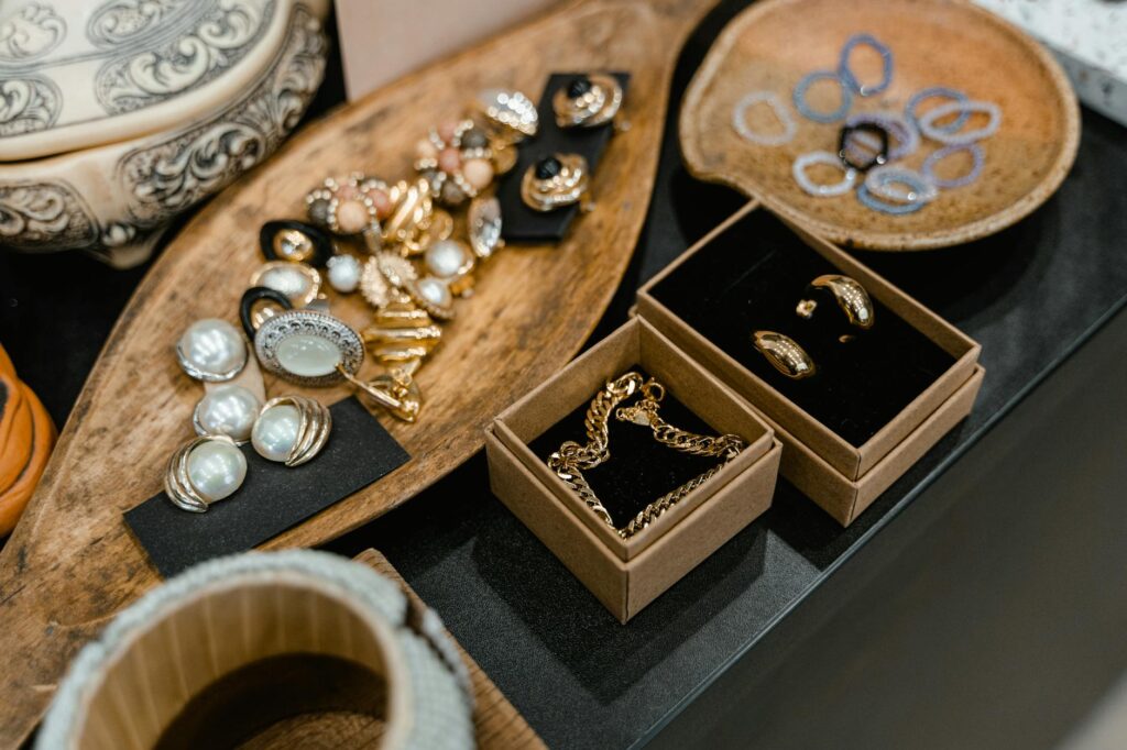 vintage jewelry collection display